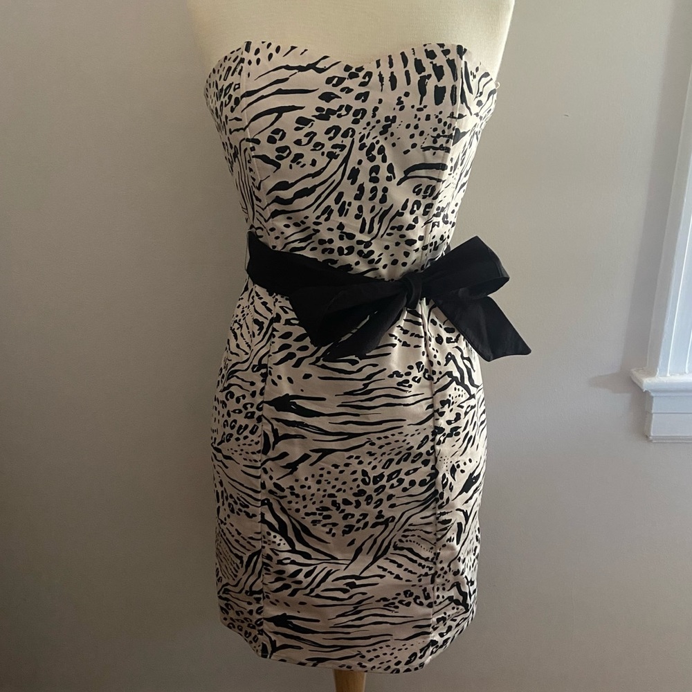 HM Animal Print Cream + Black Dress 12